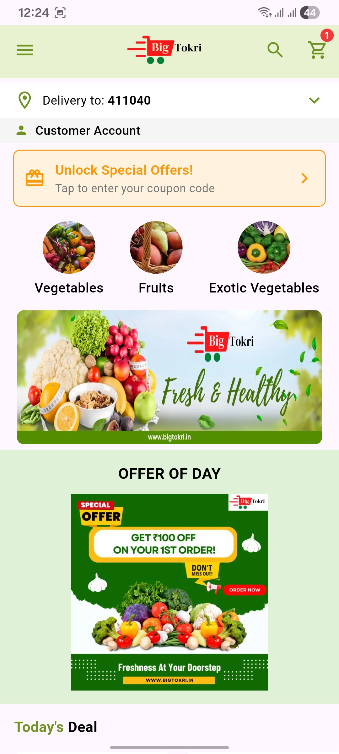 Big Tokri – Grocery Shopping App mobile application screenshot