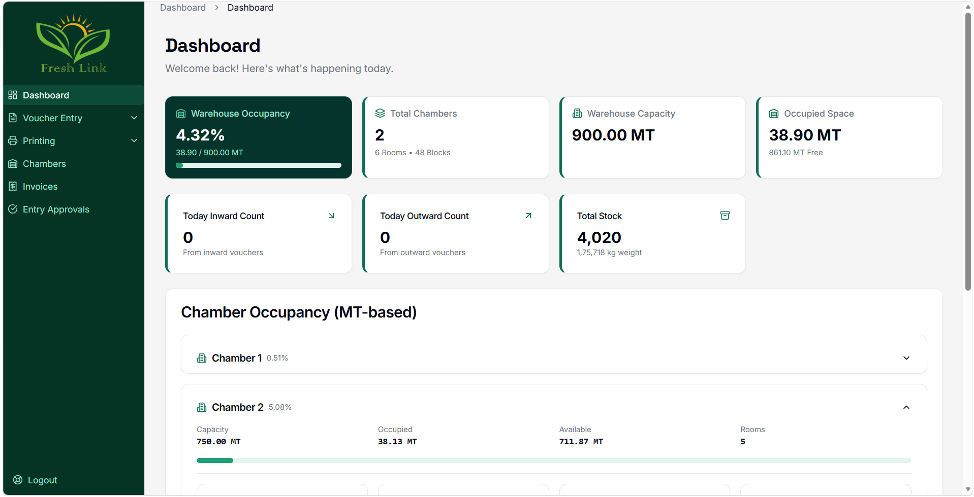 Fresh Link Agro – Cold Storage Management screenshot